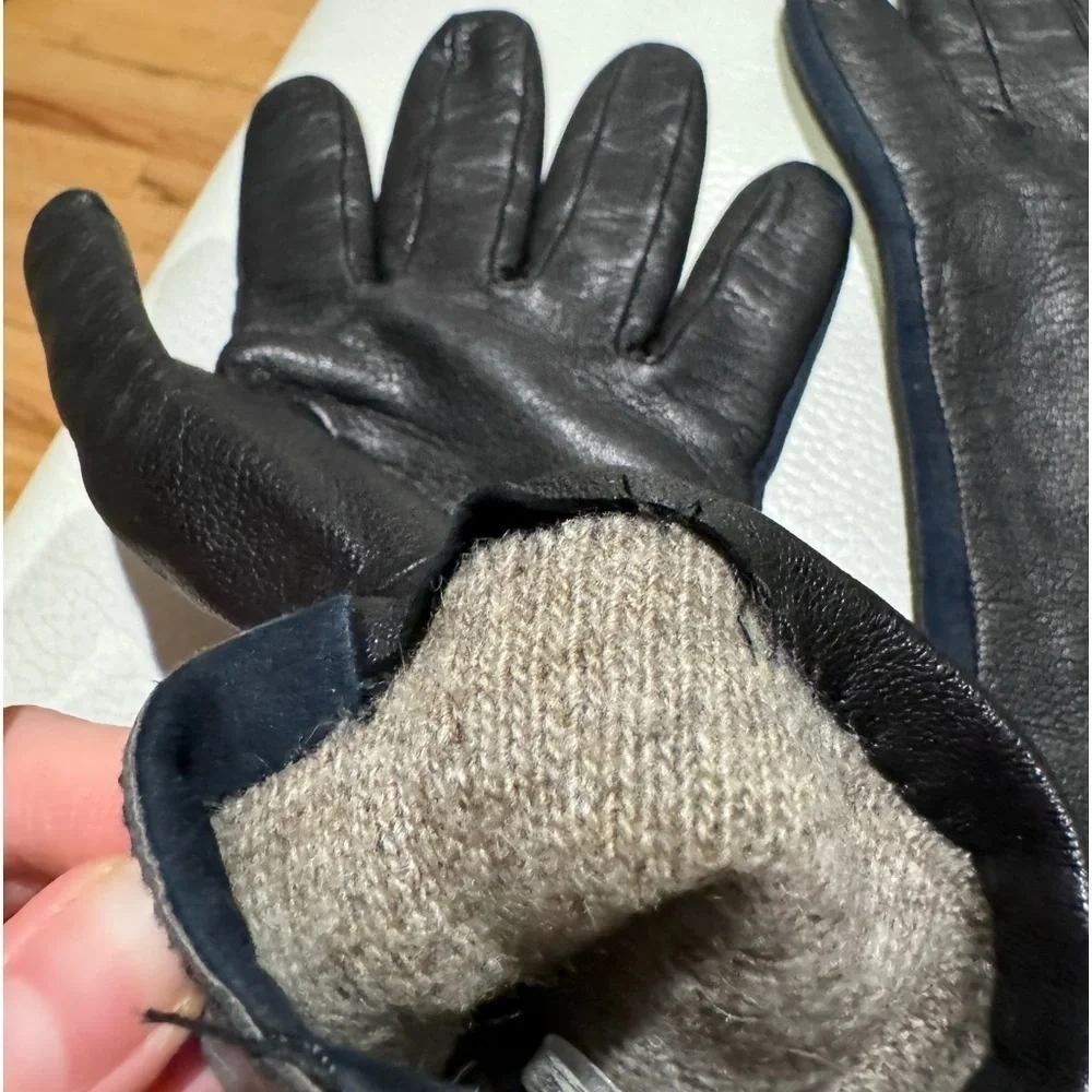 Genuine Leather Gloves with Wool Lining sz. 7.5 Made in Italy